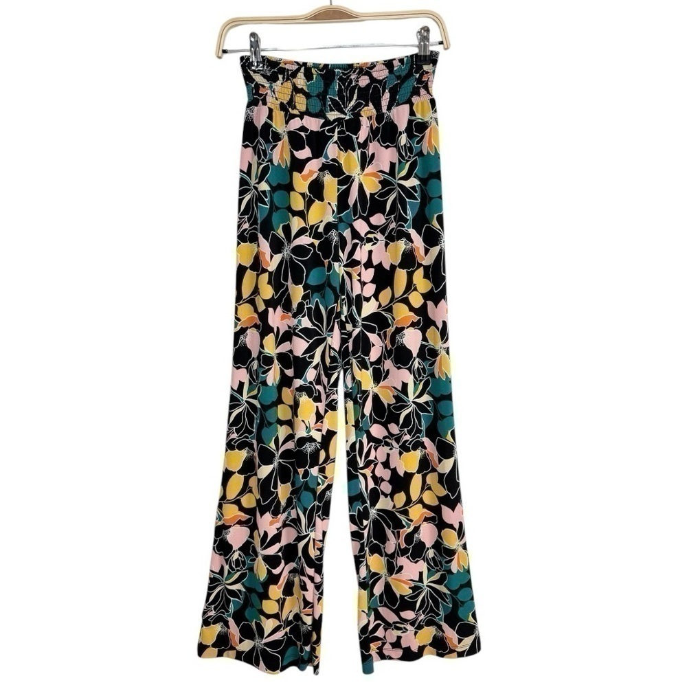 Bar III Floral-Print Wide-Leg Pants Size XS Elastic Waist Pull On Tropical Pant - Picture 2 of 7